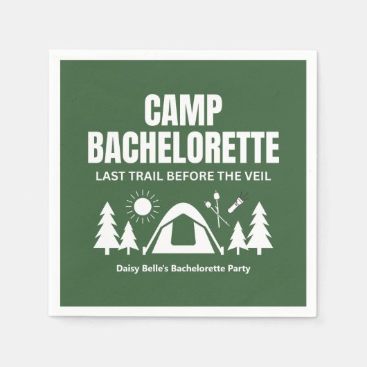 Camp Bachelorette Green Paper Napkin スタンダードカクテルナプキン (正面)