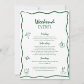 Camp Bachelorette Hand Drawn Itinerary Weekend 招待状 (裏面)