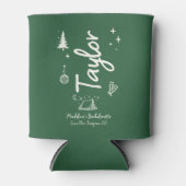 Camp Bachelorette Hand Drawn Written Green Custom 缶クーラー (正面)