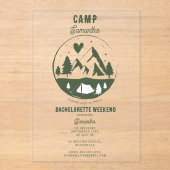 Camp Bachelorette Party Camping Bach Weekend アクリル招待状 (正面)