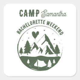 Camp Bachelorette Party Camping Bach Weekend スクエアシール