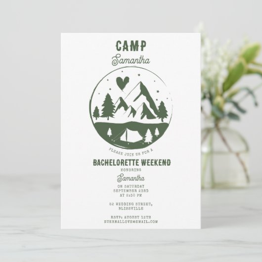 Camp Bachelorette Party Camping Bach Weekend 招待状 (スタンド正面)