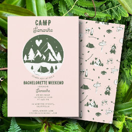 Camp Bachelorette Party Camping Bach Weekend Pink 招待状