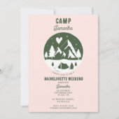Camp Bachelorette Party Camping Bach Weekend Pink 招待状 (正面)