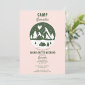 Camp Bachelorette Party Camping Bach Weekend Pink 招待状 (スタンド正面)