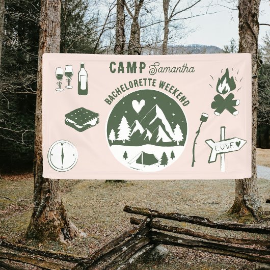 Camp Bachelorette Party Camping Bach Weekend Pink 横断幕