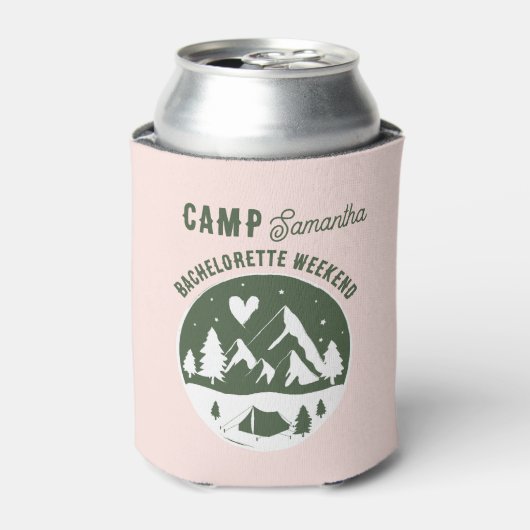 Camp Bachelorette Party Camping Bach Weekend Pink 缶クーラー (缶正面)