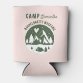 Camp Bachelorette Party Camping Bach Weekend Pink 缶クーラー (正面)