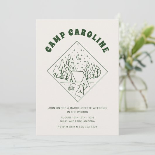 Camp Bachelorette Party Itinerary QR Code 招待状 (スタンド正面)