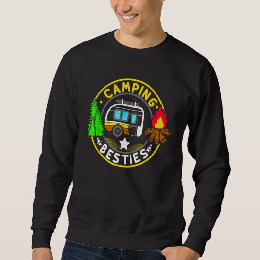 Camp Besties Camping   Happy Camper スウェットシャツ (正面)