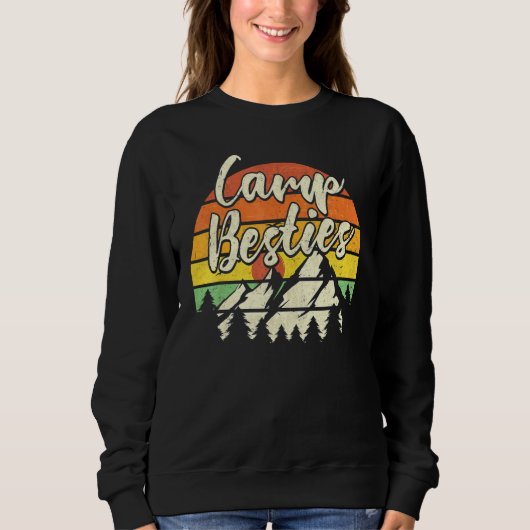 Camp Besties Outdoor Sunset Best Friend Matching C スウェットシャツ (正面)