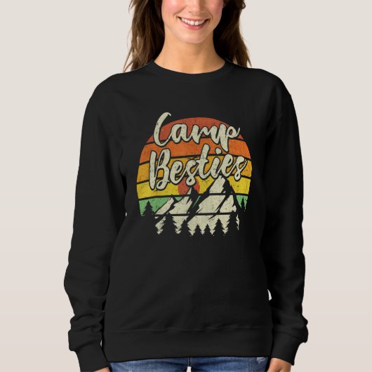 Camp Besties Outdoor Sunset Best Friend Matching C スウェットシャツ (正面)
