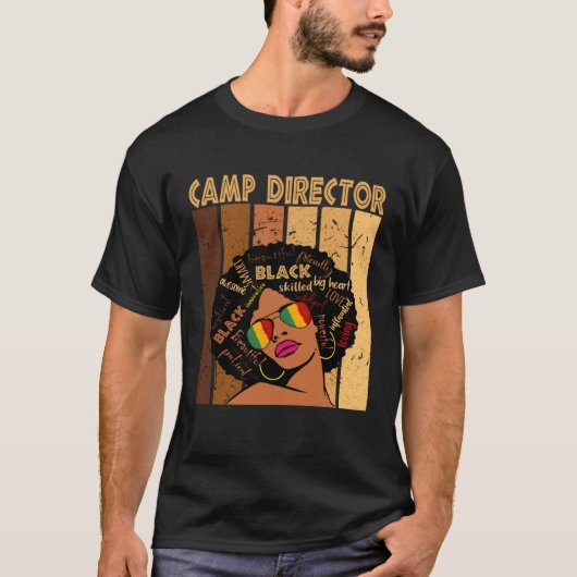 Camp Director Afro African American Black History  Tシャツ (正面)