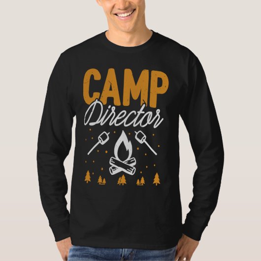 Camp Director  Funny Camping Campfire Mountain Cli Tシャツ (正面)