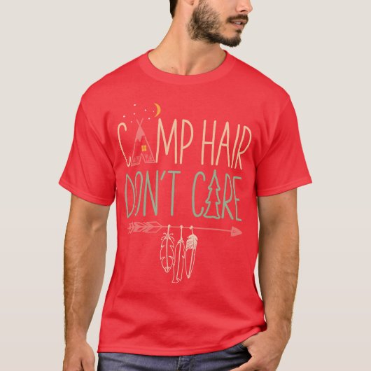 Camp Hair Don t Care Funny Camping Outr Camper fri Tシャツ (正面)