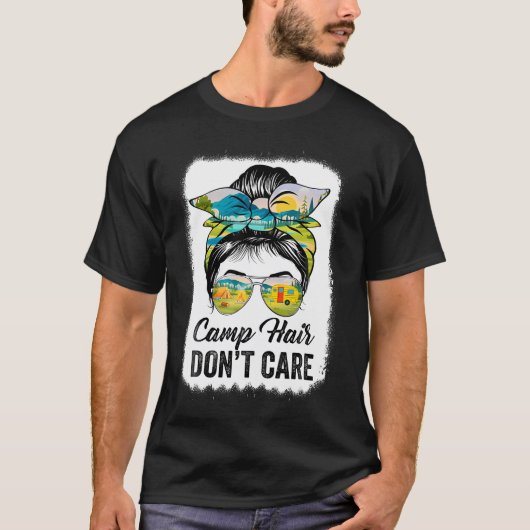 Camp Hair Don'T Care Womens Camper Camping Messy B Tシャツ (正面)