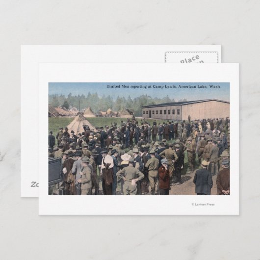 Camp Lewisに報告する起草された男性 ポストカード (正面/裏面)
