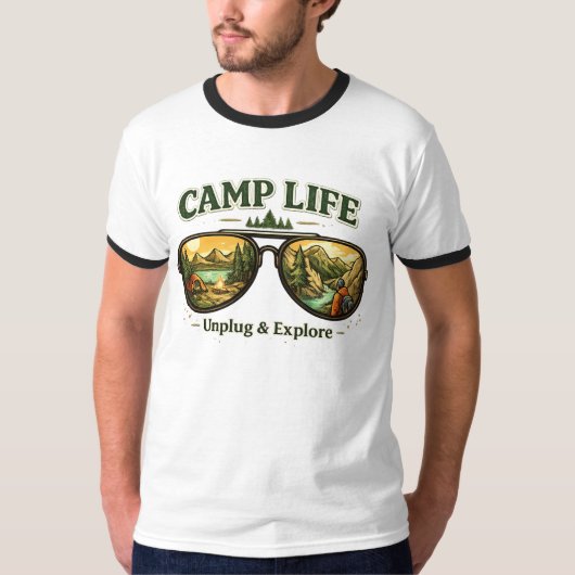  Camp Life Feels Right Men’s Ringer T-Shirt USA Tシャツ (正面)