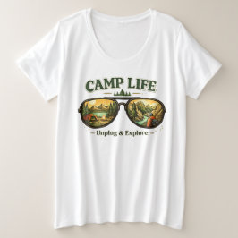 Camp Life Feels Right – Relaxed Plus Size Tee USA プラスサイズTシャツ
