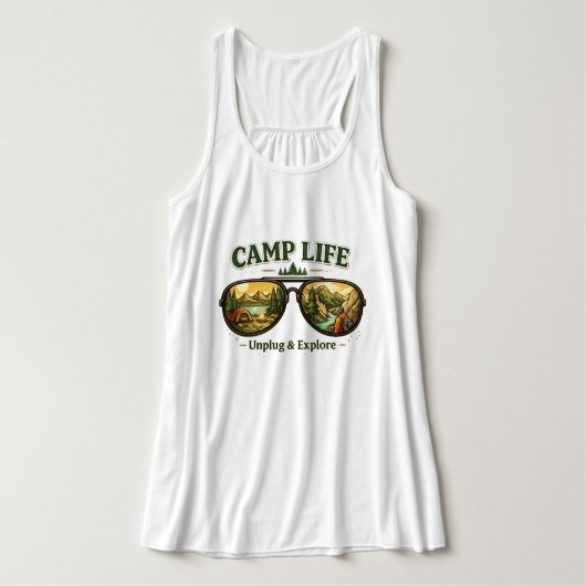 Camp Life Feels Right – Summer Tank Top USA タンクトップ (デザイン正面)