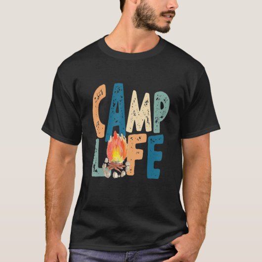 Camp Life Groovy Vibes Matching Family Camping Sum Tシャツ (正面)