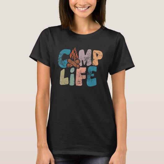 Camp Life Happy Camper Love Camping Life Tシャツ (正面)