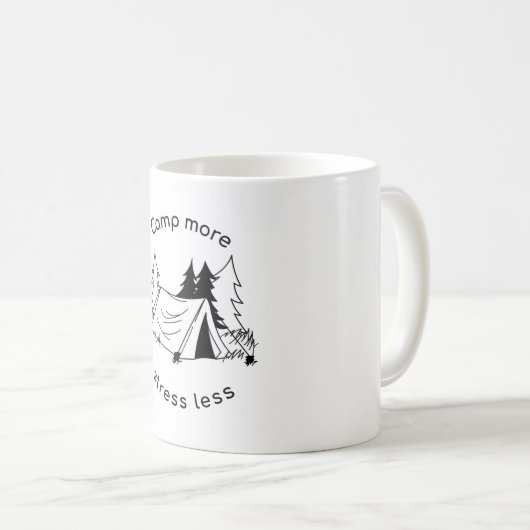 Camp more stress less  コーヒーマグカップ (正面右)
