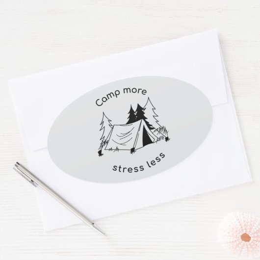Camp more stress less  楕円形シール (封筒)