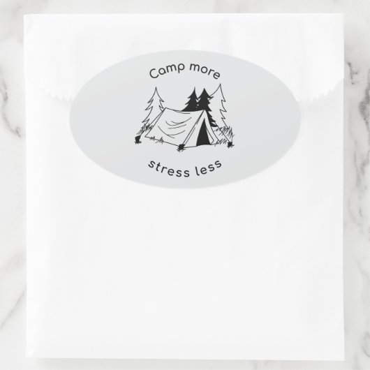 Camp more stress less  楕円形シール (バッグ)
