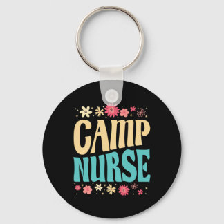 Camp Nurse Floral Outfit Summer Camping Registered キーホルダー
