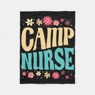 Camp Nurse Floral Outfit Summer Camping Registered フリースブランケット