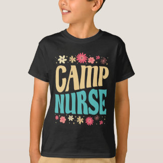 Camp Nurse Floral Outfit Summer Camping Registered Tシャツ