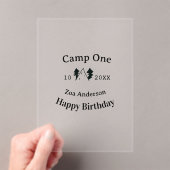 Camp one happy birthday name date campingadventure アクリル招待状 (インサイチュ (ポータブル))
