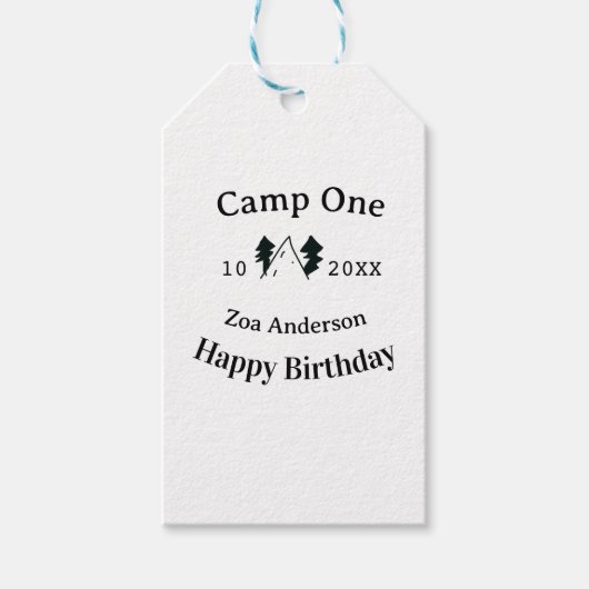 Camp one happy birthday name date campingadventure ギフトタグ (正面)