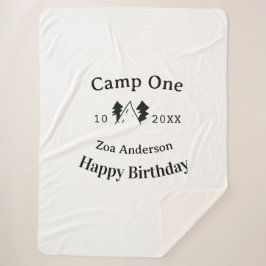 Camp one happy birthday name date campingadventure シェルパブランケット