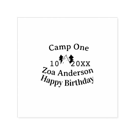 Camp one happy birthday name date campingadventure セルフインキングスタンプ (デザイン)