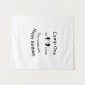 Camp one happy birthday name date campingadventure タペストリー (正面(横))