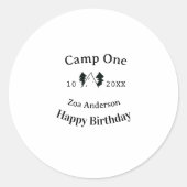 Camp one happy birthday name date campingadventure ラウンドシール (正面)