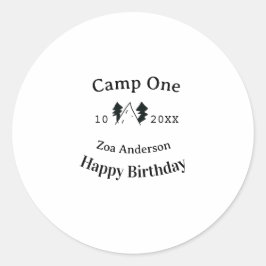 Camp one happy birthday name date campingadventure ラウンドシール