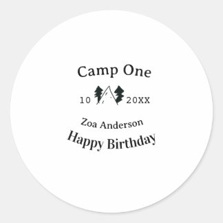 Camp one happy birthday name date campingadventure ラウンドシール