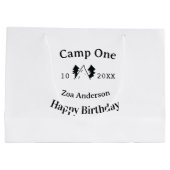 Camp one happy birthday name date campingadventure ラージペーパーバッグ (裏面)