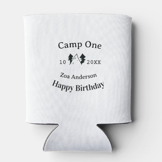 Camp one happy birthday name date campingadventure 缶クーラー (裏面)