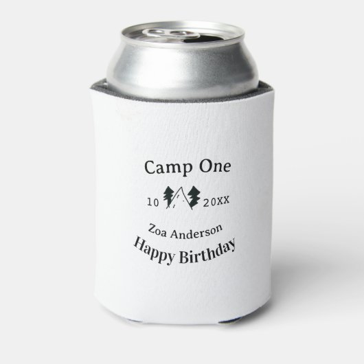 Camp one happy birthday name date campingadventure 缶クーラー (缶裏面)