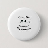 Camp one happy birthday name date campingadventure 缶バッジ (正面)