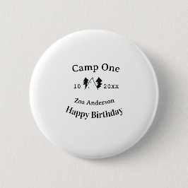 Camp one happy birthday name date campingadventure 缶バッジ