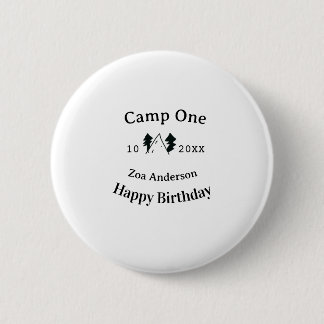 Camp one happy birthday name date campingadventure 缶バッジ