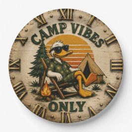 Camp Vibes Only Funny Camping Duck Rustic Outdoor ペーパープレート