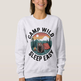 Camp Wild Sleep Easy-Bear Camping Vintage Sunset スウェットシャツ
