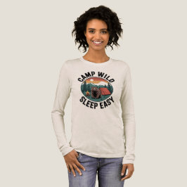 Camp Wild Sleep Easy-Bear Camping Vintage Sunset トライブレンドＴシャツ