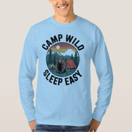 Camp Wild Sleep Easy-Bear Camping Vintage Sunset Tシャツ